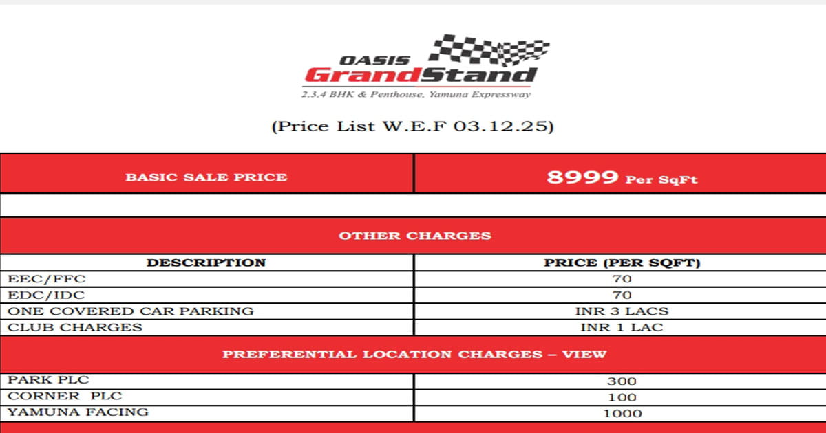 Oasis Grandstand Price List Oasis Grandstand Price List