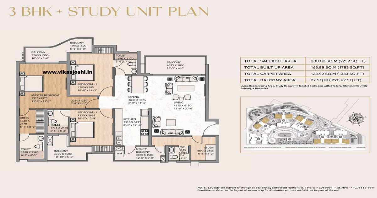 Eternia 3 bhk + Study Unit Plan Eternia 3 bhk + Study Unit Plan